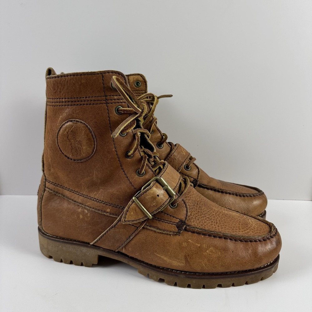 Vintage Polo Ralph Lauren 90s Ranger Boots 9.5D Leather & Buckle